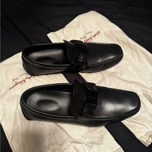 New Salvatore Ferragamo Sardegna Drivers Men's Black Shoes Size 7 1/2